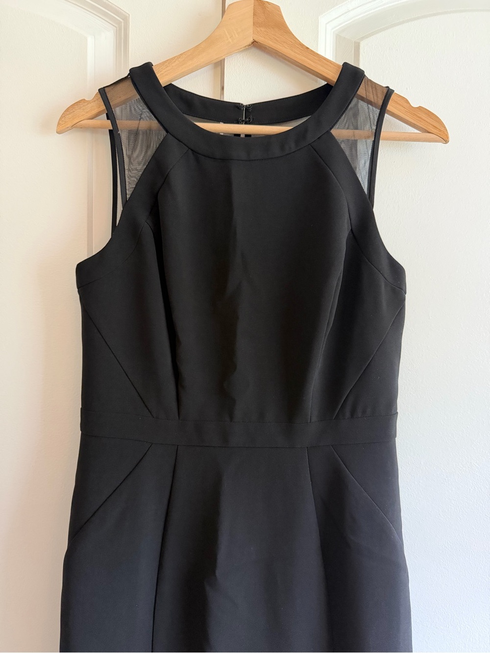 White House Black Market Black Sheath Dress with Mesh Detail Professional Career
